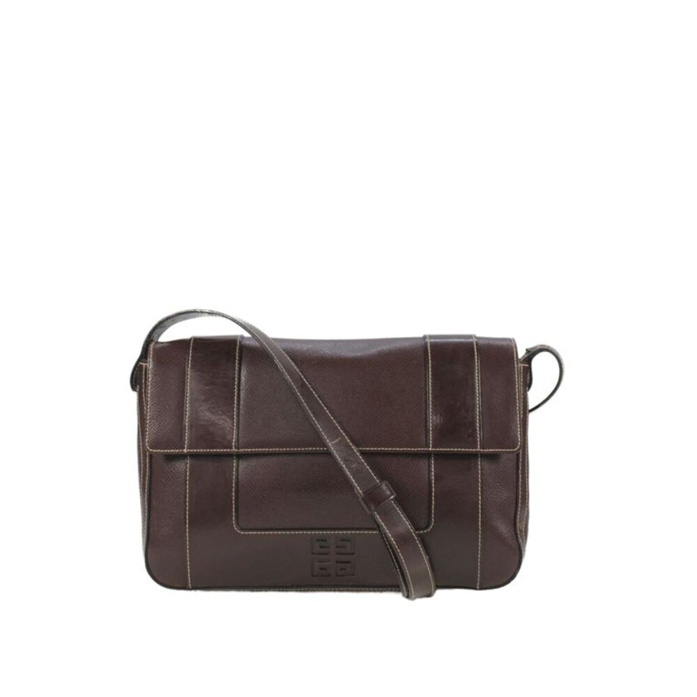 Givenchy Womens 4G Logo Leather Flap Small Shoulder Handbag Brown